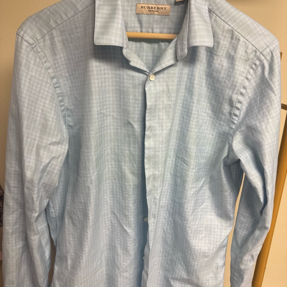 BURBERRY London LARGE Blue Cotton Long Sleeve Nova Check VGC